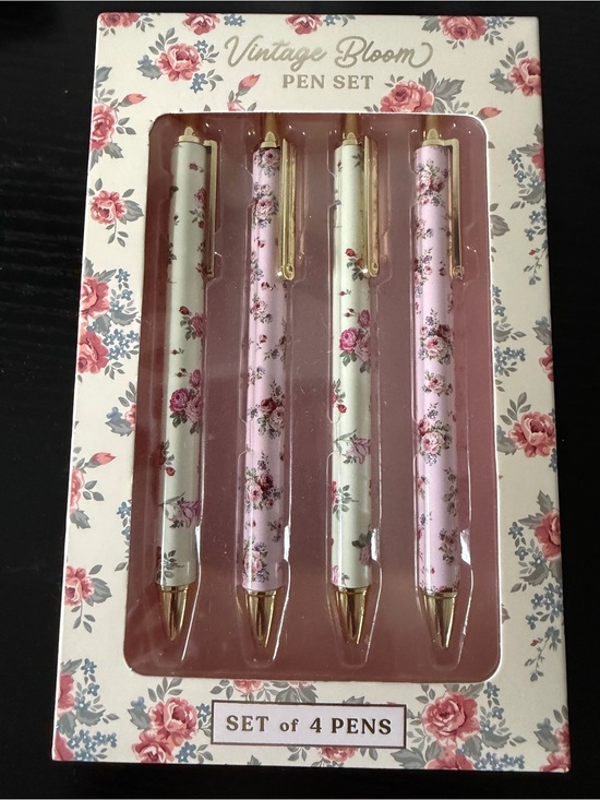 Eccolo Other - Vintage Floral Pen Set - Pink & Cream - 4 Pack